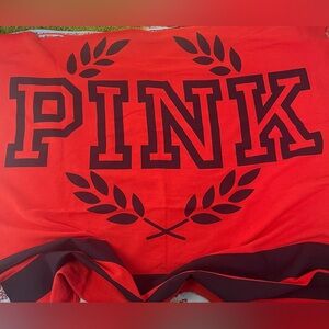 Victoria's Secret PINK Throw Blanket / Tapestry with Fringe Red-Orange New W/Tag